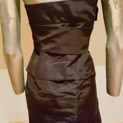 Vintage Jacques Fath Paris silk one shoulder cocktail detailed dress 