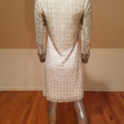 Vtg 1960 Heavily beaded Sheath dress Charles & Co Hong Kong