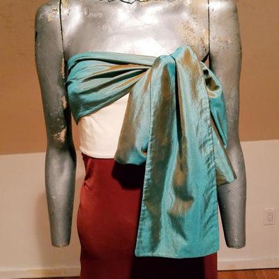 Vintage Iconic Jean Paul Gaultier silk sash tie strapless jesrey dress