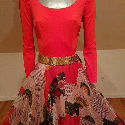 Vtg 1950's Lillie Rubin Iconic floral Organza gown sequin embroidery