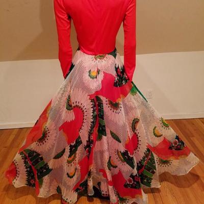 Vtg 1950's Lillie Rubin Iconic floral Organza gown sequin embroidery