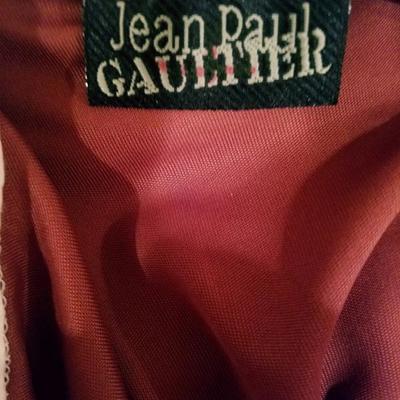 Vintage Iconic Jean Paul Gaultier silk sash tie strapless jesrey dress