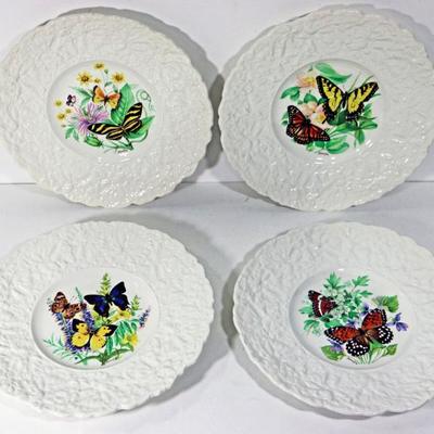 Royal Cauldon England Butterflies by Holmes Gray Dinner Plates Set of 9
