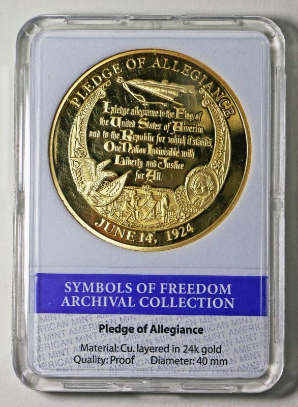 Pledge of Allegiance 24K Gold layered Coin - Symbols of Freedom ...