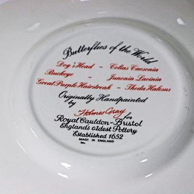 Royal Cauldon England Butterflies by Holmes Gray Dinner Plates Set of 9