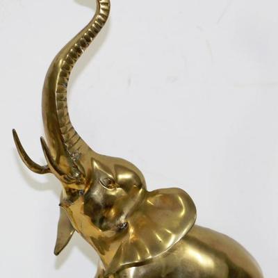 Vintage Heavy Brass Elephant Sculpture 6 llbs. 17