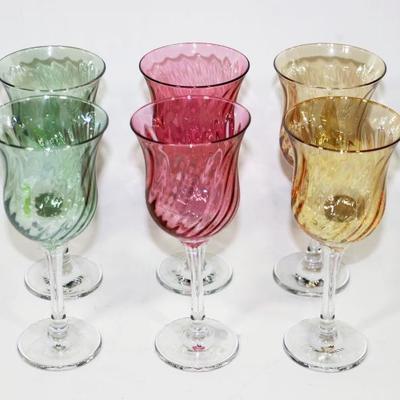 Set of 6 Colored Wine Glasses Goblets - Mint