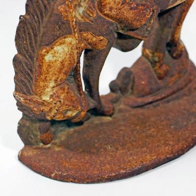 Antique Cast Iron Bookend / Doorstep - Wildwest Cowboy on the horse