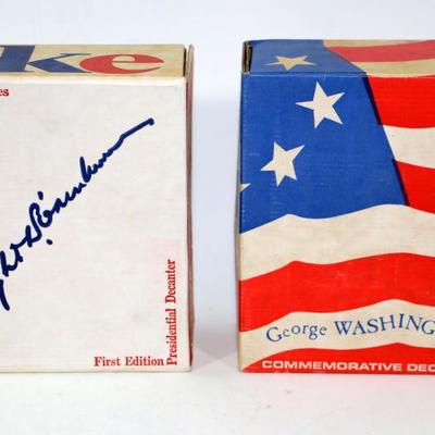 Dwight D. Eisenhower & George Washington Presidential Decanter Set of 2