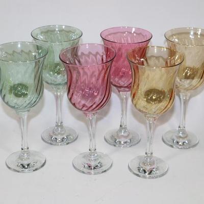 Set of 6 Colored Wine Glasses Goblets - Mint