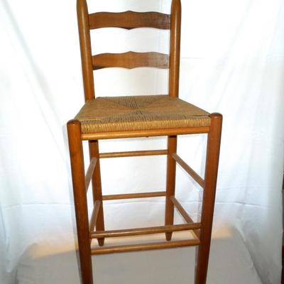 Lot 22: Ladder Back Rush Seat Raised Stool