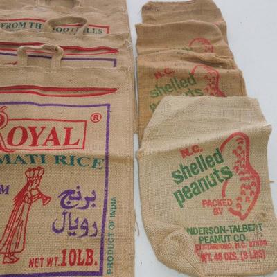 Lot 240: Burlap Peanut and Rice Bags