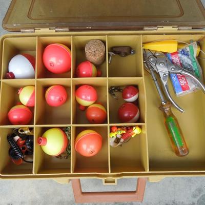 Lot 183: Group of 5 Fishing Poles, Graphite Reels and Tackle