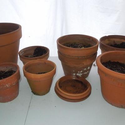 Lot 244: Three Milk Boxes of Terra Cotta Planters and Saucers