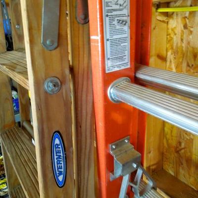 Lot 201: Two Werner Ladders: 24 Foot Extensionand 8 Foot Folding