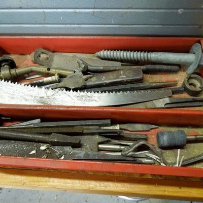 Lot 205: Large Vintage Metal Craftsman Tool Box Full of Vintage Tools