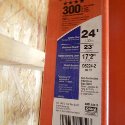 Lot 201: Two Werner Ladders: 24 Foot Extensionand 8 Foot Folding