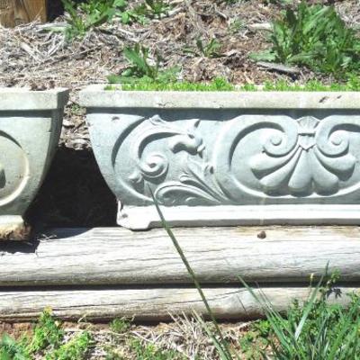 Lot 126: Pair of Concrete Decorative Planters Succulent Plants