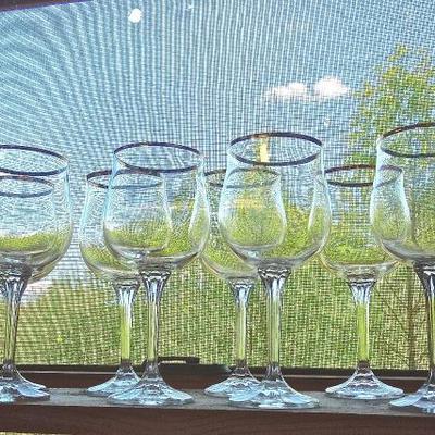 Lot 229: Seventeen Noritake "Bradford" Gold Rim Wine Glasses