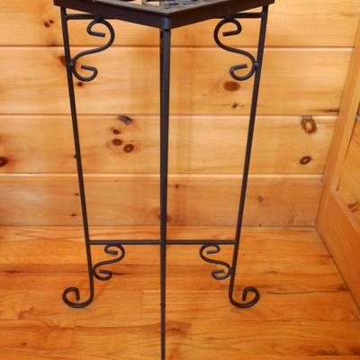 Lot 121: Four Scrolled Collapsable Iron Plant Stands