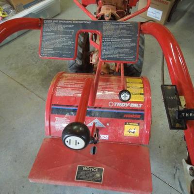 Lot 187: Troy-Bilt PTO 8 HP Gas Motor Rear Tiller Model 12058