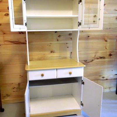 Lot 143: Farmhouse Glass Front Kitchen Cabinet with Counter