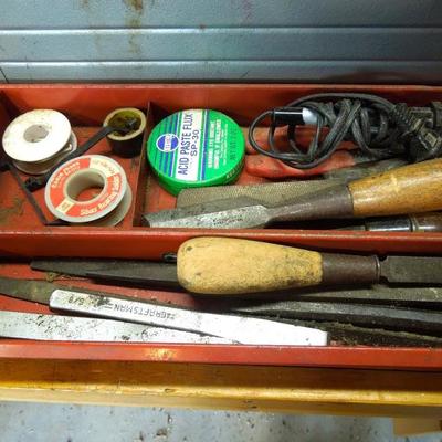 Lot 205: Large Vintage Metal Craftsman Tool Box Full of Vintage Tools