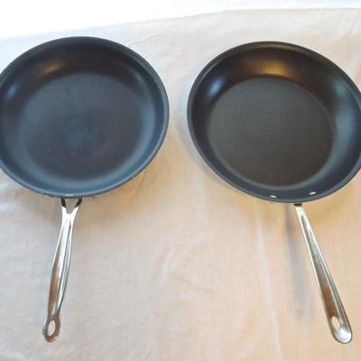 Lot 87: Two 12" Teflon Stainless Skillets All Clad and Cuisinart