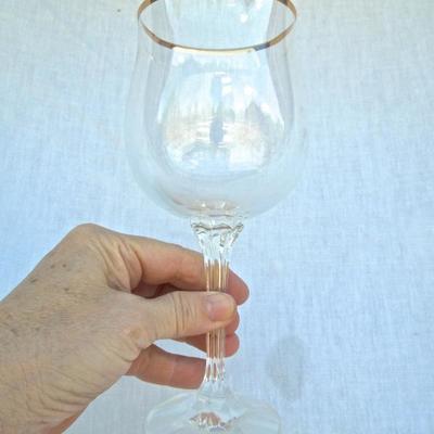 Lot 229: Seventeen Noritake "Bradford" Gold Rim Wine Glasses