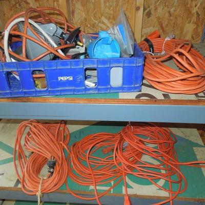 Lot 209: Large Group of Electrical Cords, Power Strips and Light