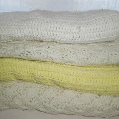 Lot 12: 7 Crocheted Afghans, Wool Blanket and Stuffed Pooch
