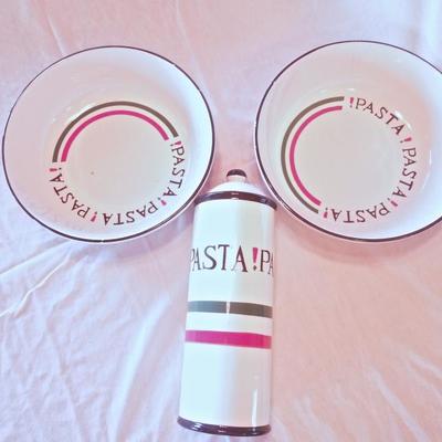 Lot 64: Two 12" Pasta Bowls and Pasta Keeper