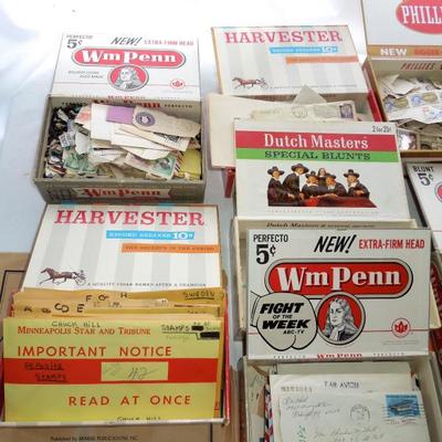 Lot 247: Postage Stamps Collection in Cigar Boxes and Two 1960's Stamp Albums