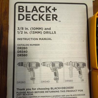 Lot 196: Black and Decker Drill DR340, Lots of Bits, Wire Brushes and Cases