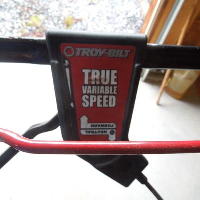 Lot 214: Troy-Bilt 21" Self Propelled Mulching Lawn Mower and 2 Gas Jugs