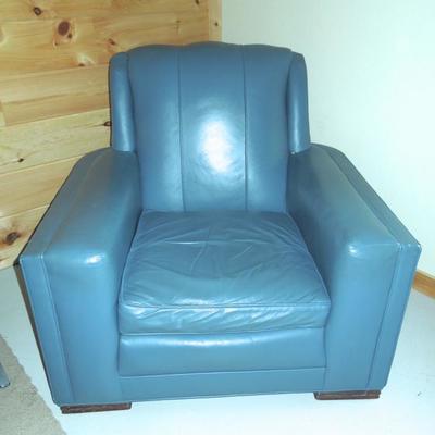 Lot 130: Deco Blue Leather Club Chair