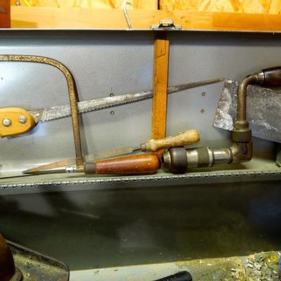 Lot 205: Large Vintage Metal Craftsman Tool Box Full of Vintage Tools