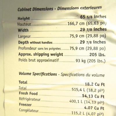 Lot 159: Frigidaire Black Refrigerator/Freezer 18 Cu Ft.