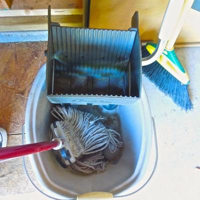 Lot 225: Wringing Mop, Bucket, Broom and Dust Pan