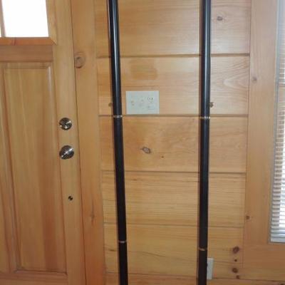 Lot 50: Pair of Tall Black Metal Torchiere Floor Lamps
