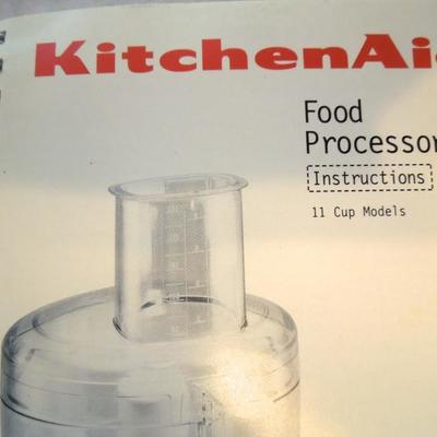 Lot 95: Kitchen Aid 11 Cup Food Processor w/ Attachements 