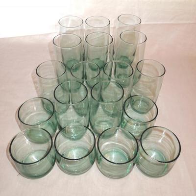 Lot 64: Lot of Glassware 18 Green Tinted 12, 8 and 4 oz.