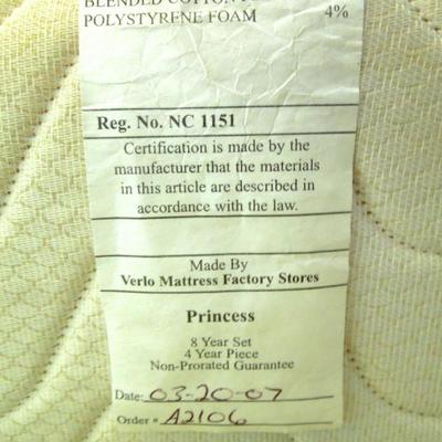 Lot 128: Natural Pine Double Bed and Mattress Set 