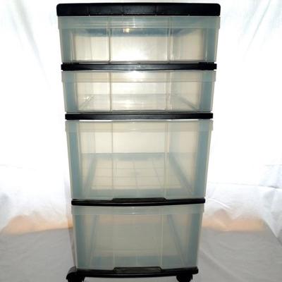 Lot 21: FourDrawer Rolling Plastic Storage Carts