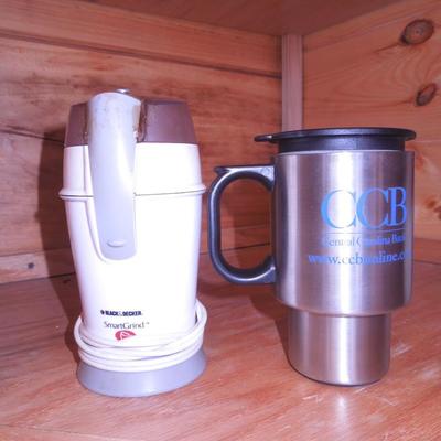 Lot 63: Black & Decker Coffee Grinder and Insulated Travel Mug