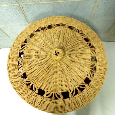 Lot 167: Beaded Rattan Wicker Laundry Basket With Lid