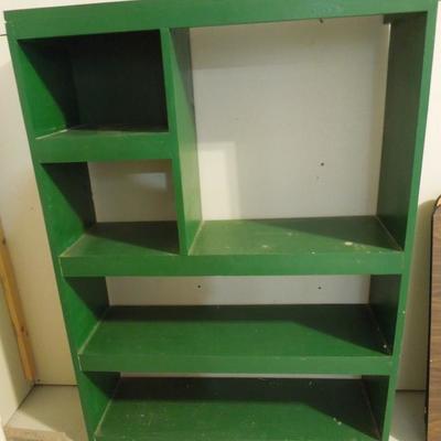 Lot 166: Green Wood Cubicle Shelving