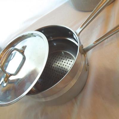 Lot 79: All Clad Stainless Cookware with Stock Pot, etc.