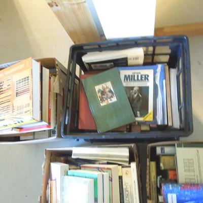 Lot 156: Four Boxes and Crates of Mostly Hardback Books