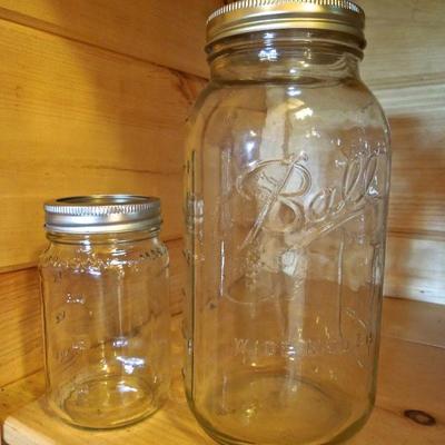 Lot 90: Kerr and Ball Wide Mouth Canning Jars with Lids x 19